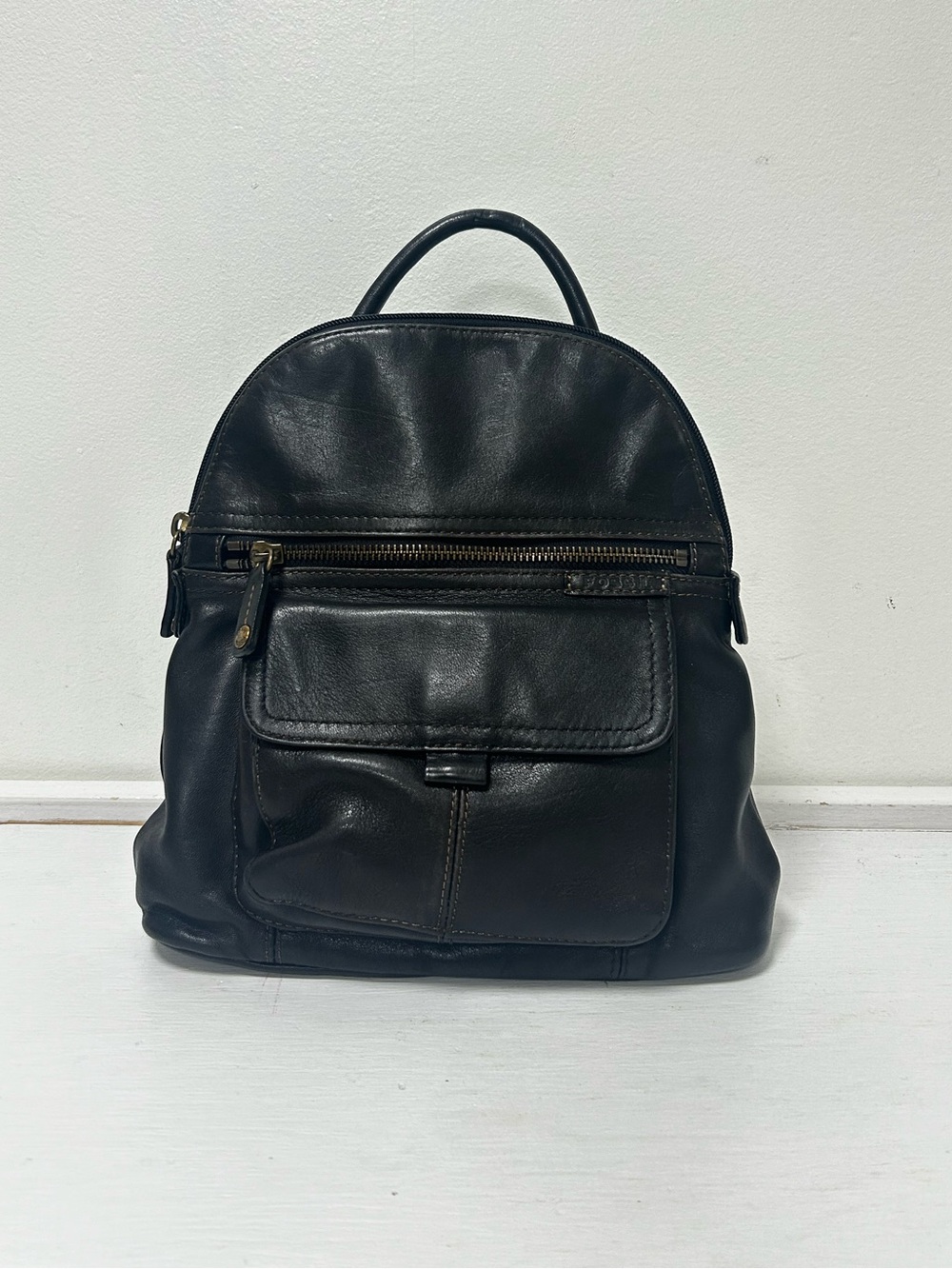 Fossil Megan Vintage Small Black Leather Mini Backpack Purse - Y2K Style